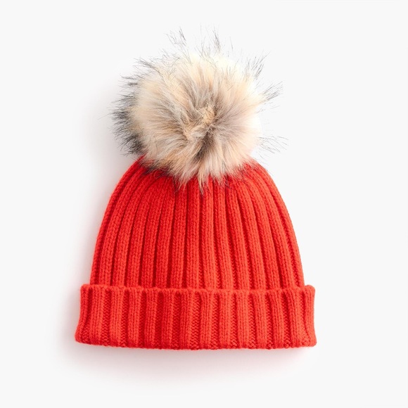 J. Crew Accessories - nwt jcrew ribbed beanie with pompom h3198